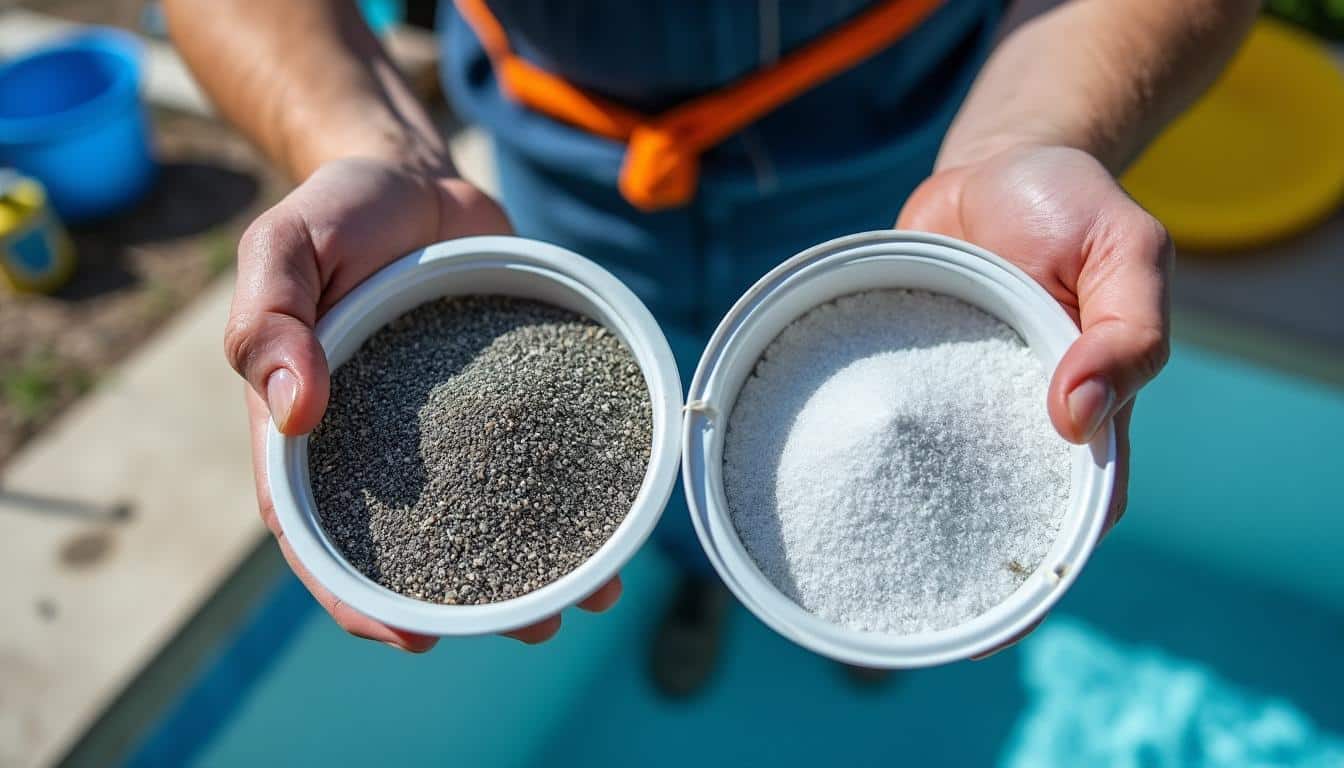 Illustration: Comparaison entre le sable et le verre pour la filtration de piscine