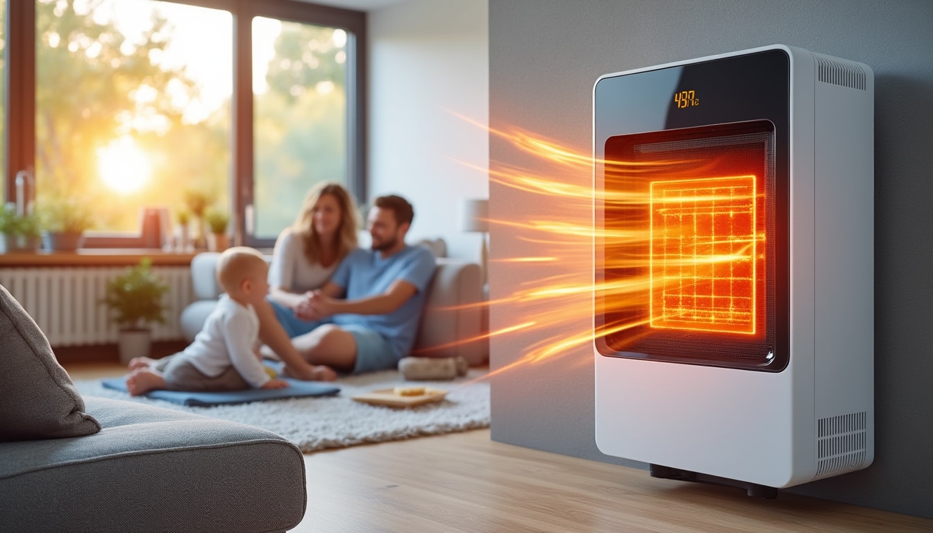 Illustration: Fonctionnement du radiateur à inertie fluide électrique et diffusion de la chaleur